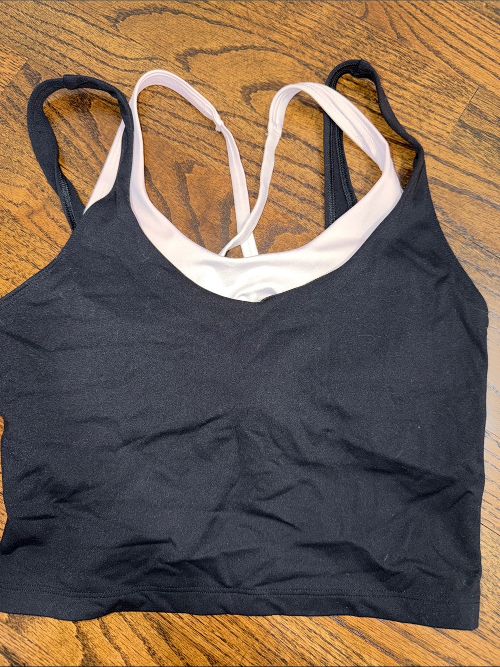 Black and light pink layered Strappy Bra tank